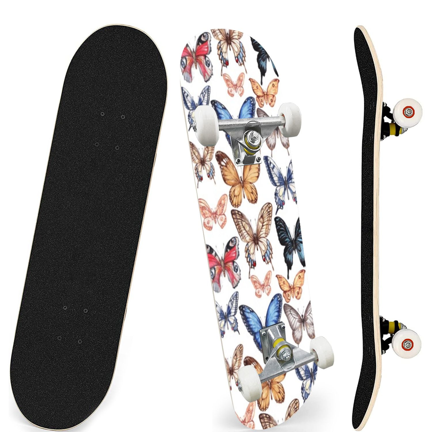 Skateboards for Beginners Seamless pattern collection butterflies Hand ...