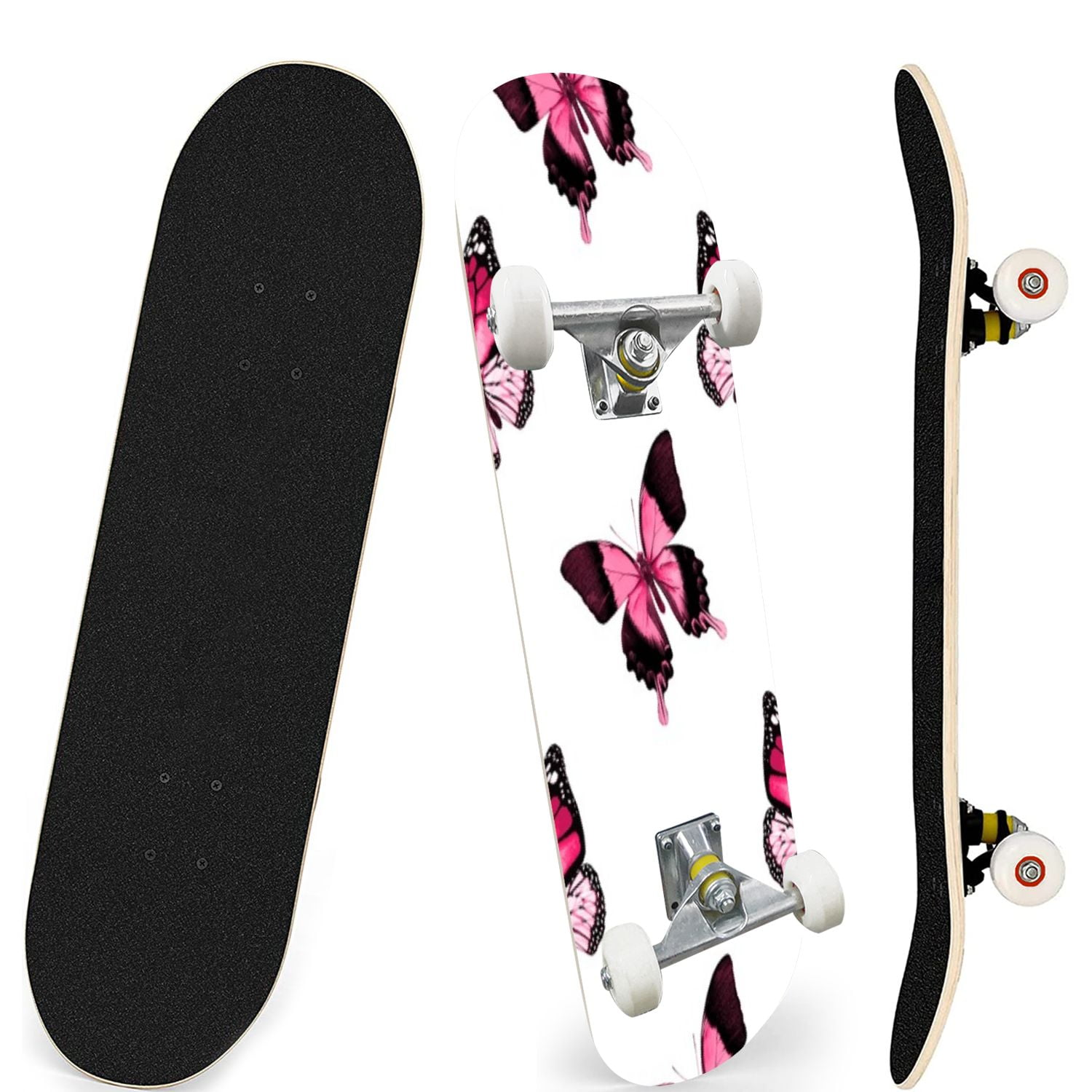 Skateboards for Beginners Seamless pattern tropical butterflies 7 Layer ...