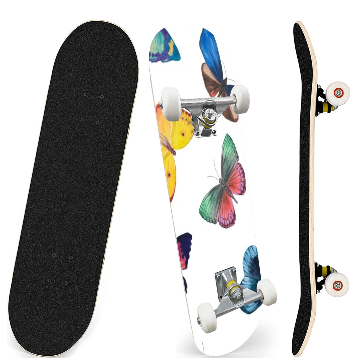 Skateboards for Beginners Seamless set watercolor bright butterflies ...