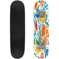 thumbnail image 1 of Skateboards for Beginners Trendy colourful Summer fruits Orange leaves brushed strokes style 31"x8" Maple Double Kick Concave Boards Complete Skateboards Outdoor for Adults family friends Gifts, 1 of 5