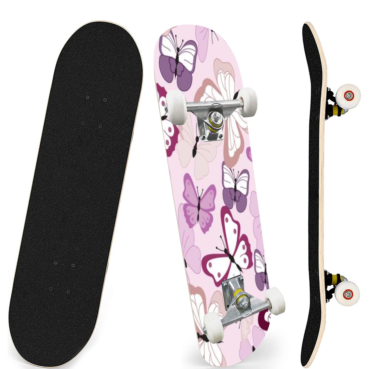 Skateboards for Beginners butterfly seamless pattern 7 Layer Maple Wood ...
