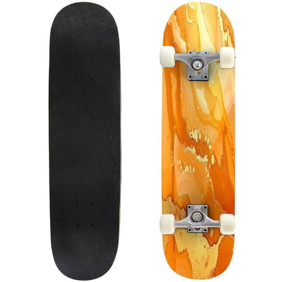 Skateboards for Beginners marble pattern Alcohol ink technique stone texture Abstract Modern 31"x8" Maple Double Kick Concave Boards Complete Skateboards Outdoor for Adults family friends Gifts