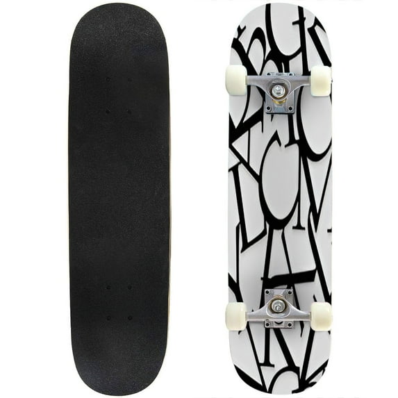 Skateboards alphabet seamless pattern Maple Double Kick Standard Skateboard Pro Complete Outdoor for Beginners Adult Gift 31"x8"