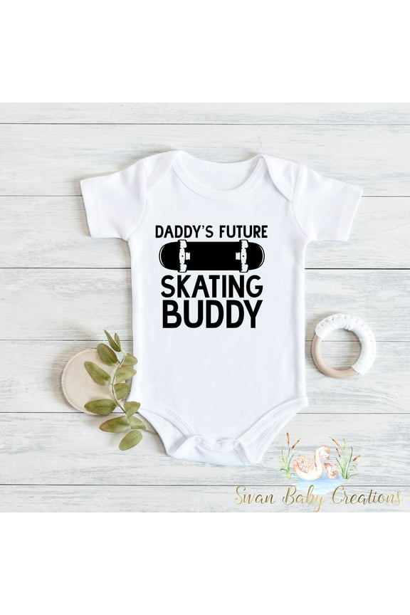 Skater Baby Bodysuit, Future Skating Buddy, Funny Baby Clothes, Skate Baby Outfit, Skateboarding Baby, Baby Announcement, Skateboard Shirt Cute And Cool Baby Bodysuit, Baby Bodysuit Lat 4424