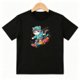 thumbnail image 1 of Skater Cat Skateboard Cool Boys Graphic Tees Streetwear Kids T-Shirt 100% Cotton Short Sleeve Tops Ages 4-13Y, 1 of 5