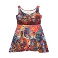 thumbnail image 1 of Skater Dress - Colorful Sugar Skull Day of the Dead Holiday Celebration, 1 of 1