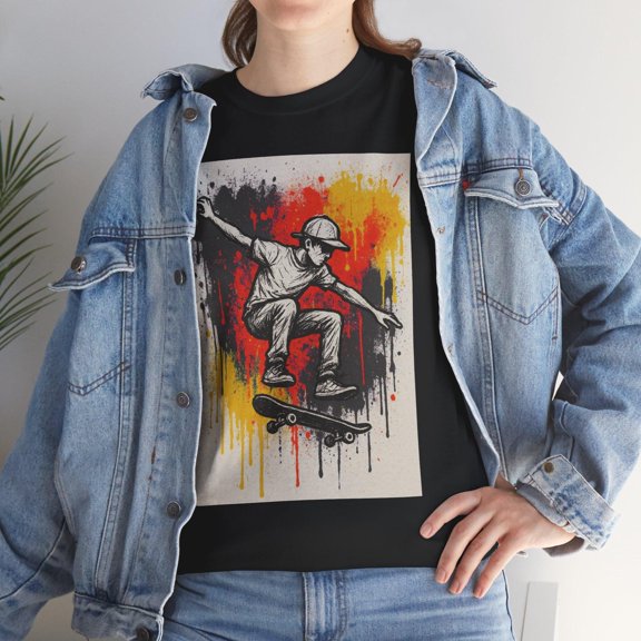 Skater Drip Art T-Shirt - Color Splash Streetwear Graphic Tee