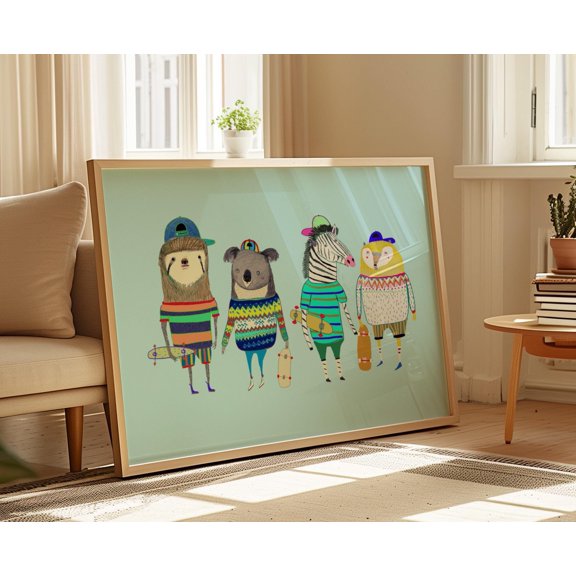 Skater Dudes, Art Print, Wall Decor, Playroom, Gift For Boys And Girls, Children'S, Nursery Decoration, Baby Shower , Poster Print Only
