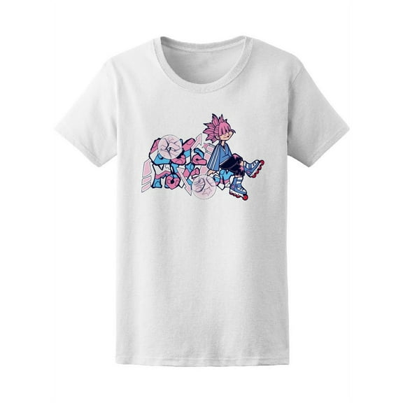 Skater Girl Sitting On A Murals Tee Women's -Image by Shutterstock