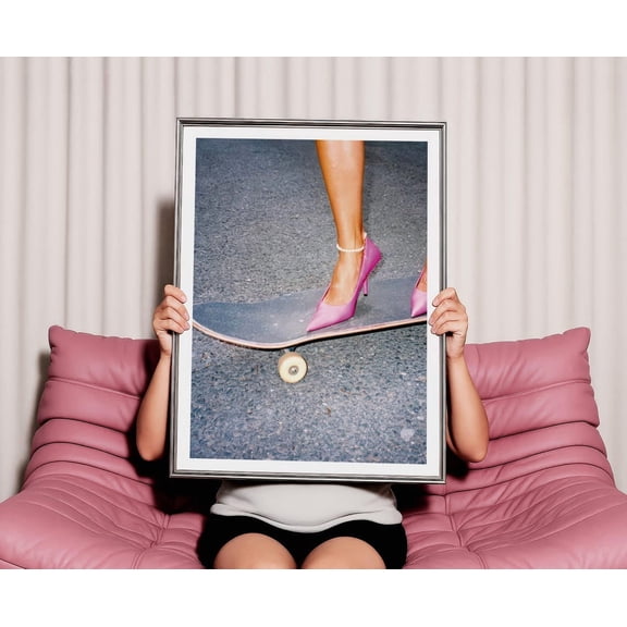 Skater Heels Pink Edgy Fashion Wall Art, Unframed Paper Print Size 8x12