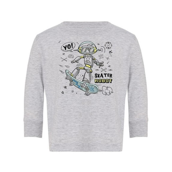 Skater Robot Long Sleeve Toddler - Toddler Long Sleeve Tee