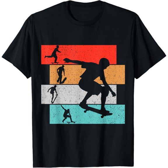 Skater Skateboarder Retro Skateboard Boys Youth T-Shirt men and women can wear, black, white, gifts