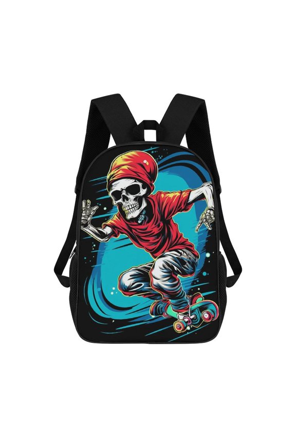 Skater Skeleton in Red Outfit Backpack Backpack Student Backpack Cartoon Canvas Backpack