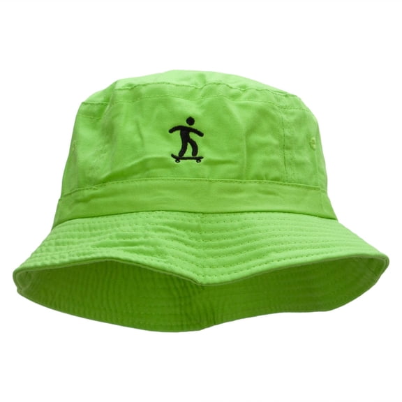 Skater Symbol Embroidered Bucket Hat - Apple Green OSFM