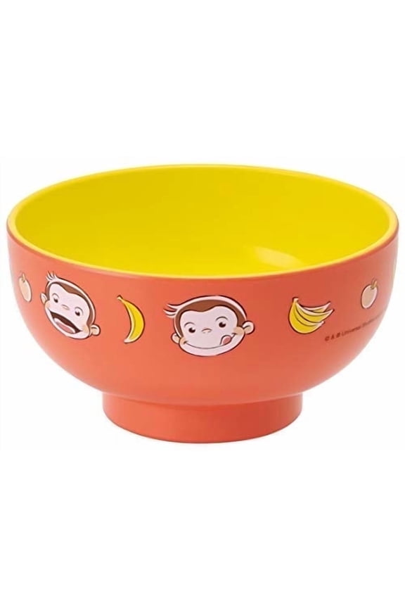 Orange and Yellow Bowl from Japan with Curious George Design Youngsters are Sure to Love 250 ml (8.45 fl. oz.)