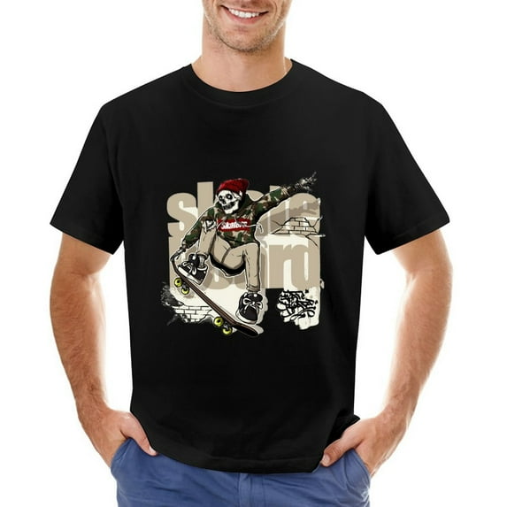Skaters Skate Board Vintage T-shirt Mens Cotton Classic Crewneck Short Sleeve Tees Unisex Black L