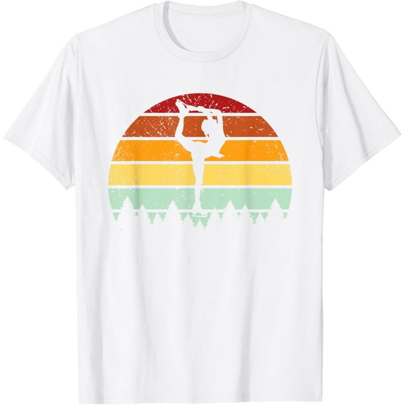Skaters Vintage Skate Sunset Ice Skating Retro Figure Skater T-Shirt100% cotton