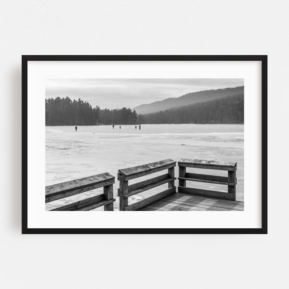 Skating B&W - Pennsylvania Photography Black and White Winter Scenic Nature Landscape Forest Snow Black Framed Wall Art Print 5 x 7 inches