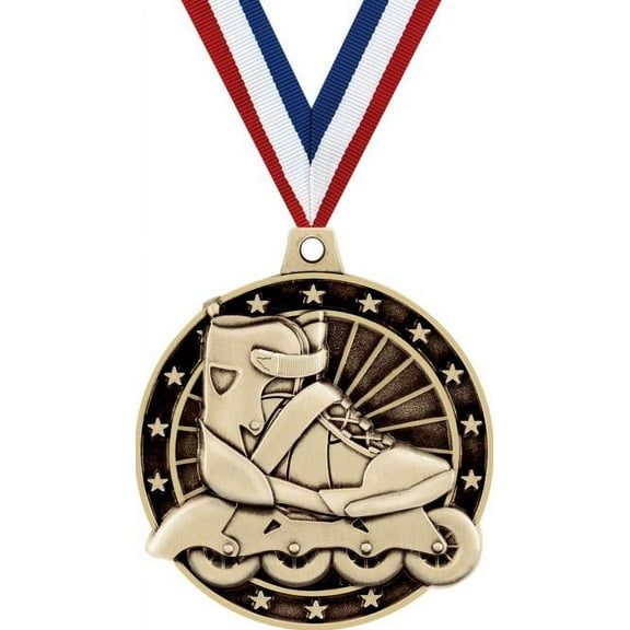 Skating Medals, 2" Gold Diecast Skating Medal Award 1 Pack