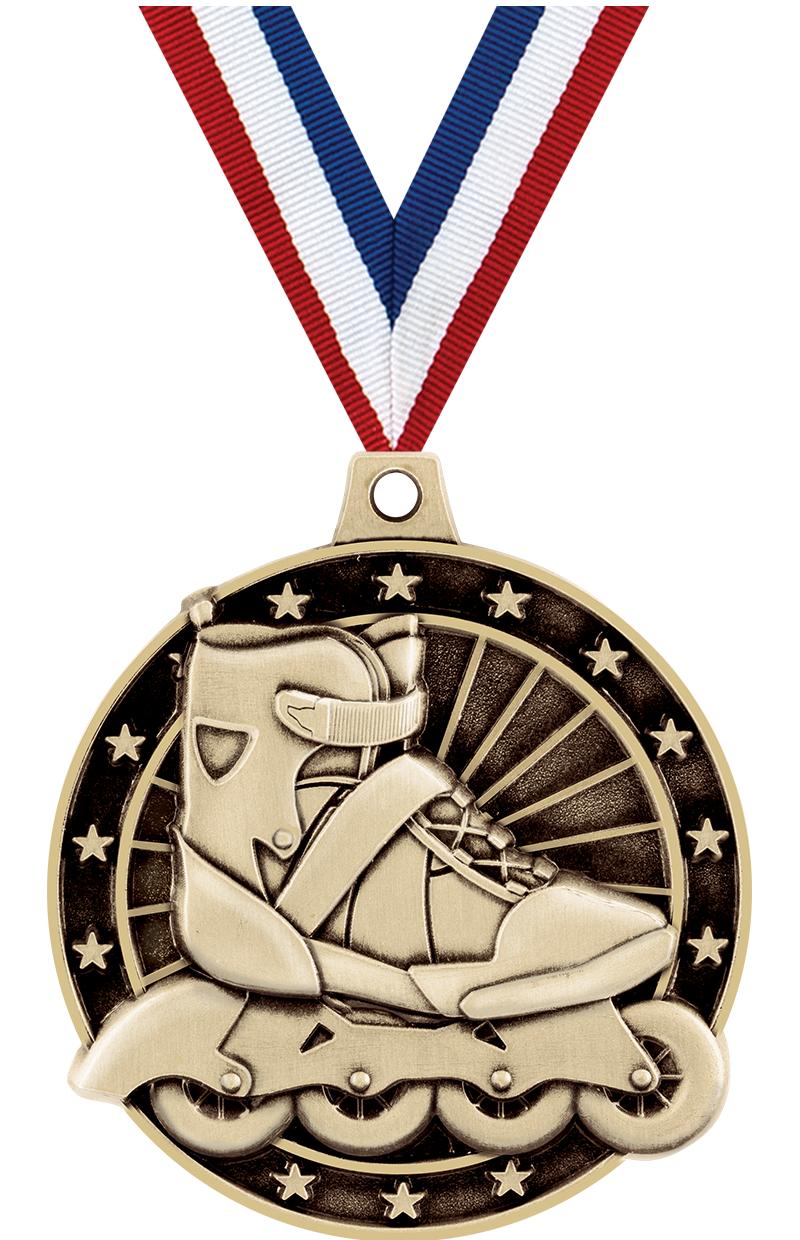 Skating Medals, 2" Gold Diecast Skating Medal Award 10 Pack