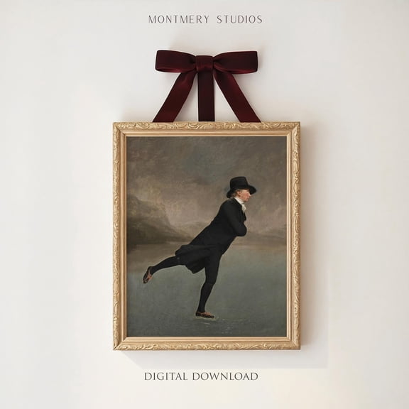 The Skating Minister Print Poster, Vintage Ice Skating on Pond Poster, Frozen Lake Winter Skaters Art, Victorian Ice Skating Art, W151, Unframed Poster Size 16x24 F03.1.19l205