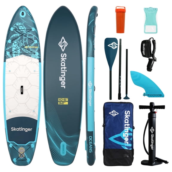 Skatinger 10'6'' Inflatable Stand Up Paddle Board Waterproof Adult SUP Board for Fishing Water Sports with Full Accessories