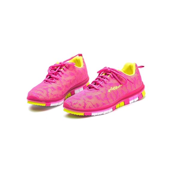 Skazz SPICY Colorful Fitness Sneakers, A Lightweight & Breathable Shoe for Dance & Workouts, Fuchsia-Yellow, Size 06 M