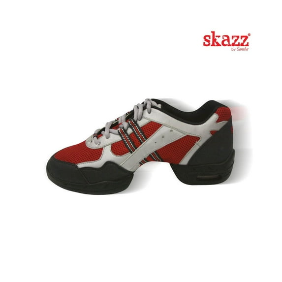 Skazz FLIGHT Youth Air Cushion Dance Sneakers for Kids' Dance & Fitness (PU Split-Sole), Black - L