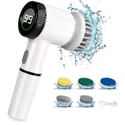 Electric Spin Scrubber, Cordless Shower Scrubber with 5 Replaceable Heads, 3 Speeds Electric Power Scrubber for Cleaning, Full-Waterproof Cleaning Brush for Bathroom Kitchen Sink