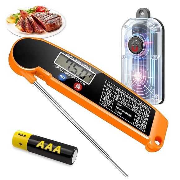 Skdwakiz Meat Thermometer Digital, Instant Read Food Thermometer for BBQ Grilling Cooking, Foldable, 4.3-inch Probe
