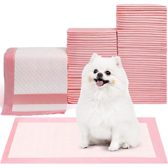 Skdwakiz Puppy Pads, 100 Count Thickened Disposable Pee Pads 18" x 13" for Dogs Potty Training, Super Absorbent | Leak-Proof | Quick-Dry Wee Wee Pads for Dog, Cat, Rabbits and Guinea Pigs (Pink)