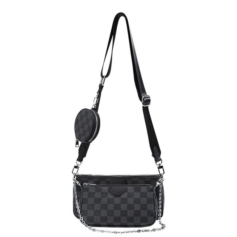 Skearow Fashion Checkered Crossbody Bag, 3-In-1 Set Satchel