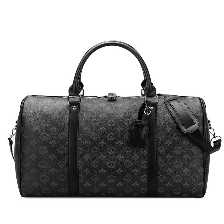 Skearow Fashion Checkered Duffle Bag,21L Large Capacity Luggage Bag,PU  Vegan Leather Overnight Bag,Travel Weekender Satchel Shoulder Bag