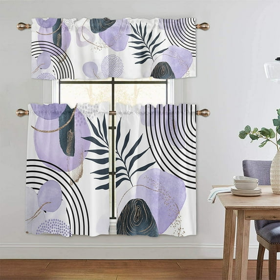 Skearow Floral Short Window Curtain Kitchen Curtain Scarf Door Cafe Tier Half Window Drapes Leaf 42.13 x 45.28 inches