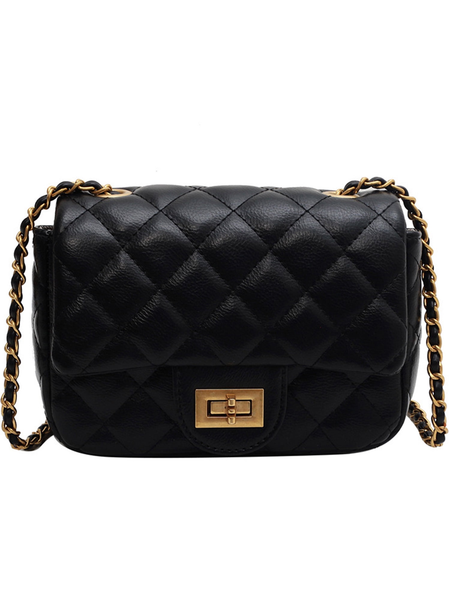 CHANEL Chic Pearls Flap Quilted Calfskin Leather Shoulder Bag Black