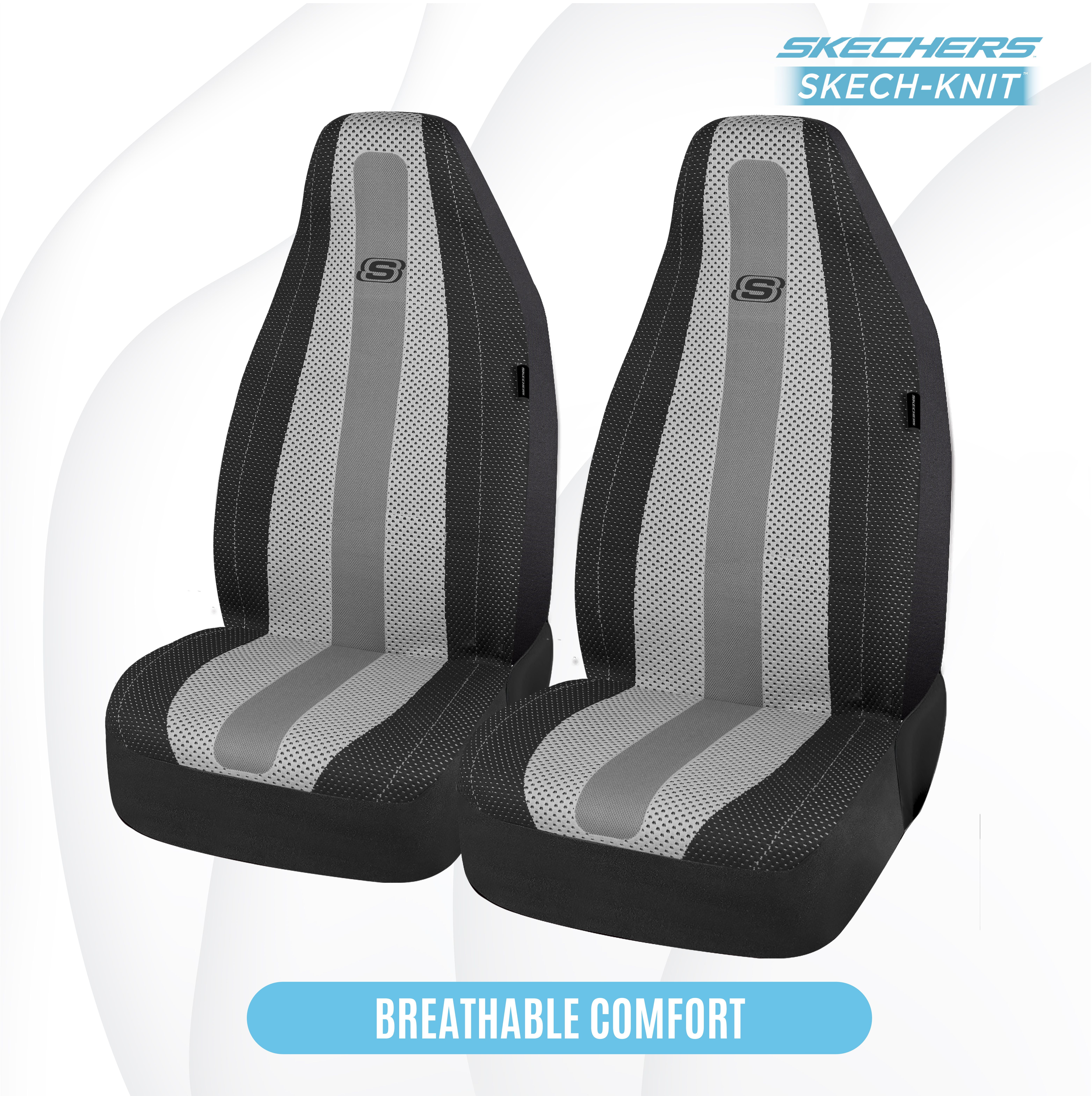 Skechers 22WMSK02 Car Seat Covers, Skech-Knit Front Seat Cover Protection Universal Fit Most Cars