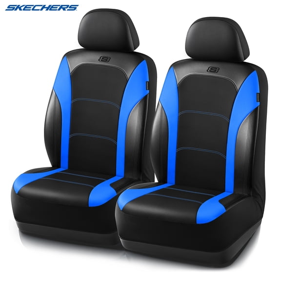 Skechers Car Seat Covers, Memory Foam Front Seat Covers, Air Cool  Mesh Seat Covers,Sport Style Seat Protectors,Anti-Slip, Airbag Compatible,Universal Fit for Cars, SUVs & Trucks,Blue