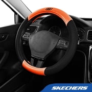 Skechers Air Cooled Memory Foam Steering Wheel Cover, Breathable Comfort Grip, Soft Leather, All-Season Fit for Cars, SUVs, and Trucks Orange