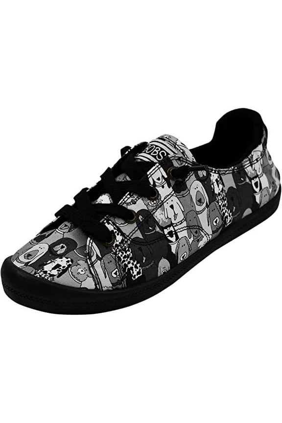 BOBS Women's Beach Bingo-Dog House Party Sneaker, Black/Black, 9 M US