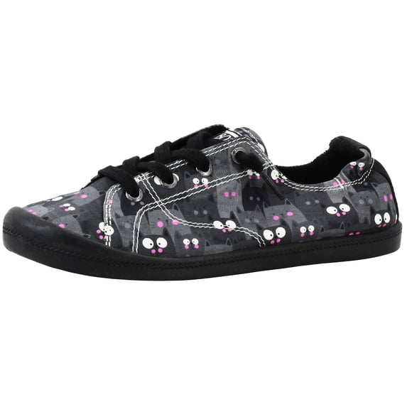 Skechers BOBS Women's Beach Bingo-Kitty Pack Sneaker, Black/Black, 7 M US