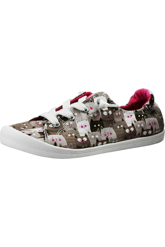 BOBS Beach Bingo-Kitty Pack Womens Slip on Shoes, Canvas Sneakers