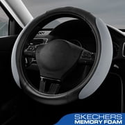 Skechers Steering Wheel Cover with Memory Foam, Breathable Non-Slip, Universal Fit 14.5"-15" Car Accessories Gray