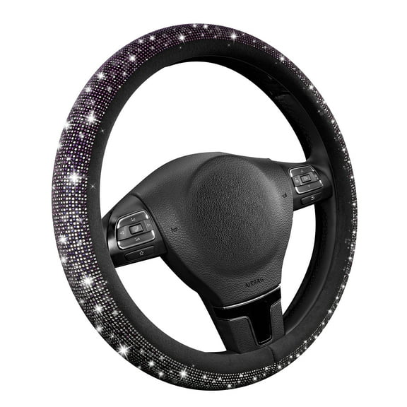 Skechers Gradient Crystal Steering Wheel Cover, Sparkling Rhinestone Design, Comfortable Non-Slip Grip, Easy Install, Stylish Fit for Cars and SUVs Pink