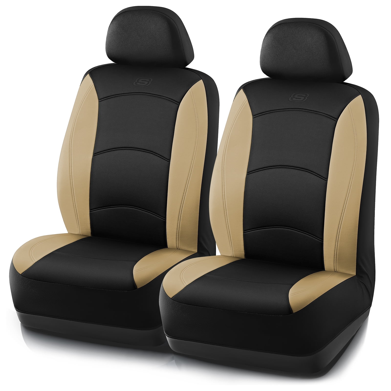 Skechers Lycra Memory Foam Car Seat Covers,Soft,Comfortable,Universal Fit for Cars,Trucks and SUVs Beige