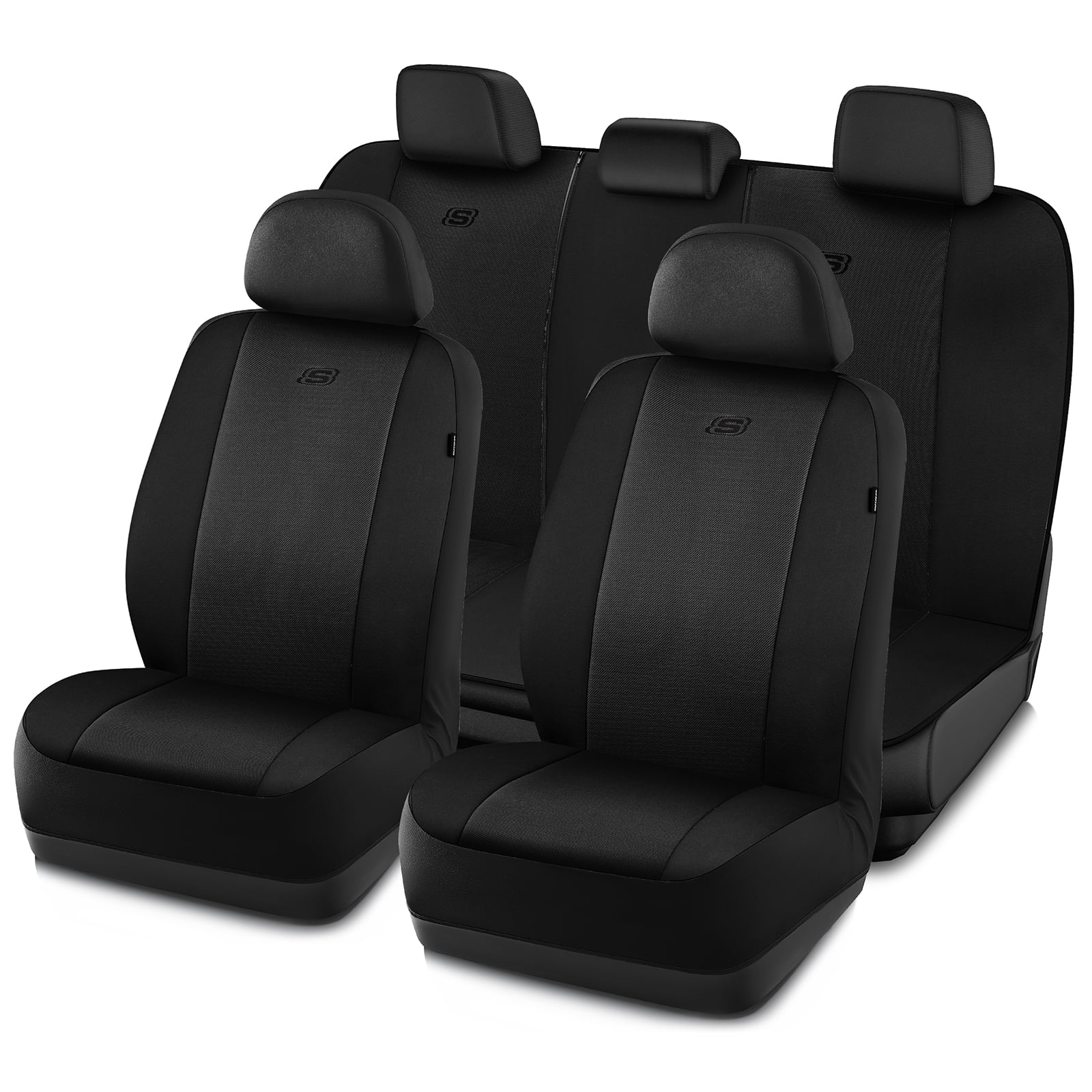 Skechers Memory Foam Fabric Car Seat Cover, Breathable, Comfortable Support, Easy Install, Stylish Design, Universal Fit for Cars and SUVs Black