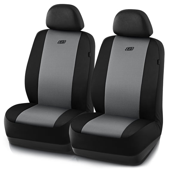 Skechers Memory Foam Fabric Car Seat Cover, Breathable, Comfortable Support, Easy Install, Stylish Design, Universal Fit for Cars and SUVs Gray