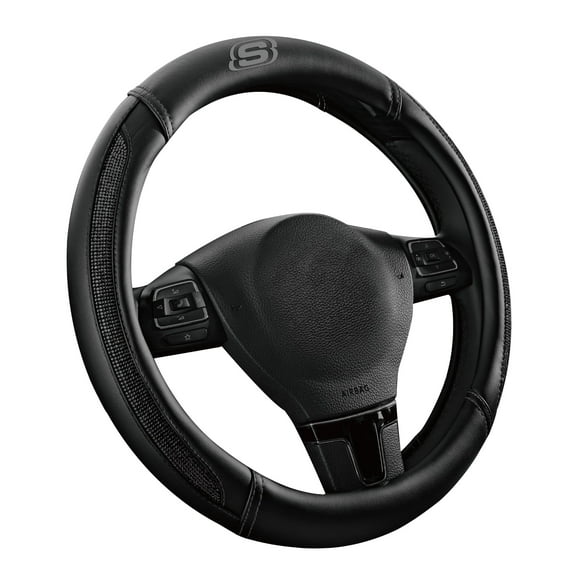 Skechers  Bling Diamond Steering Wheel Cover, Leather  Car Steering Wheel Cover for Women   – Universal Fit, 24MP37-SWC-BK 0.79Lbs