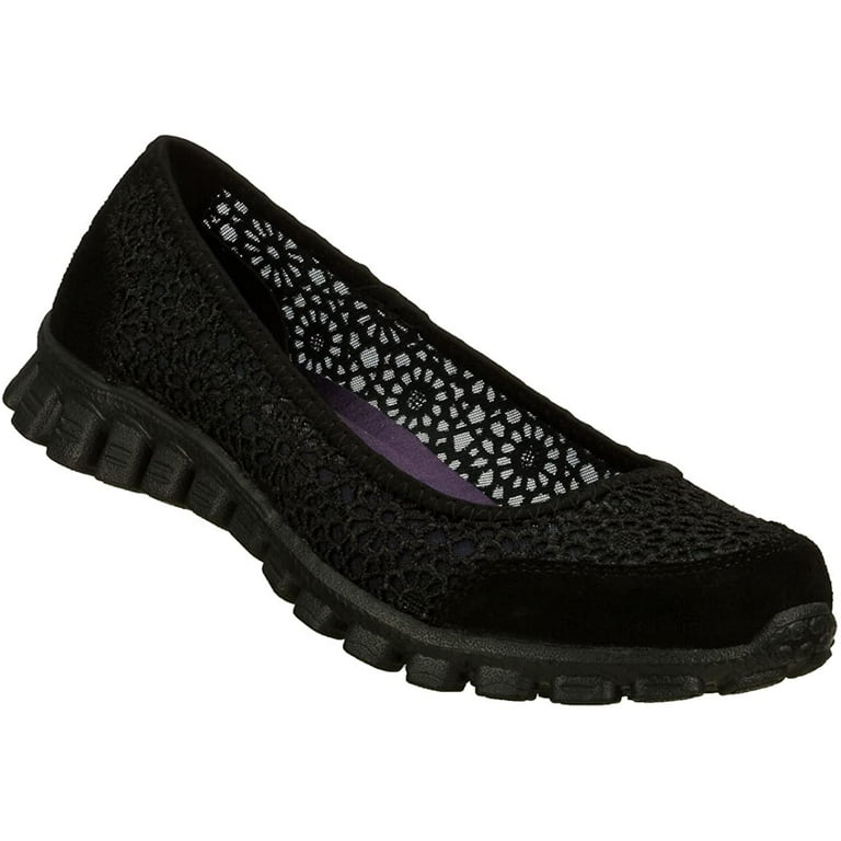 Skechers EZ Flex 2 Sweetpea Slip On Ballet Flats Shoes Black 8 W US - Walmart.com