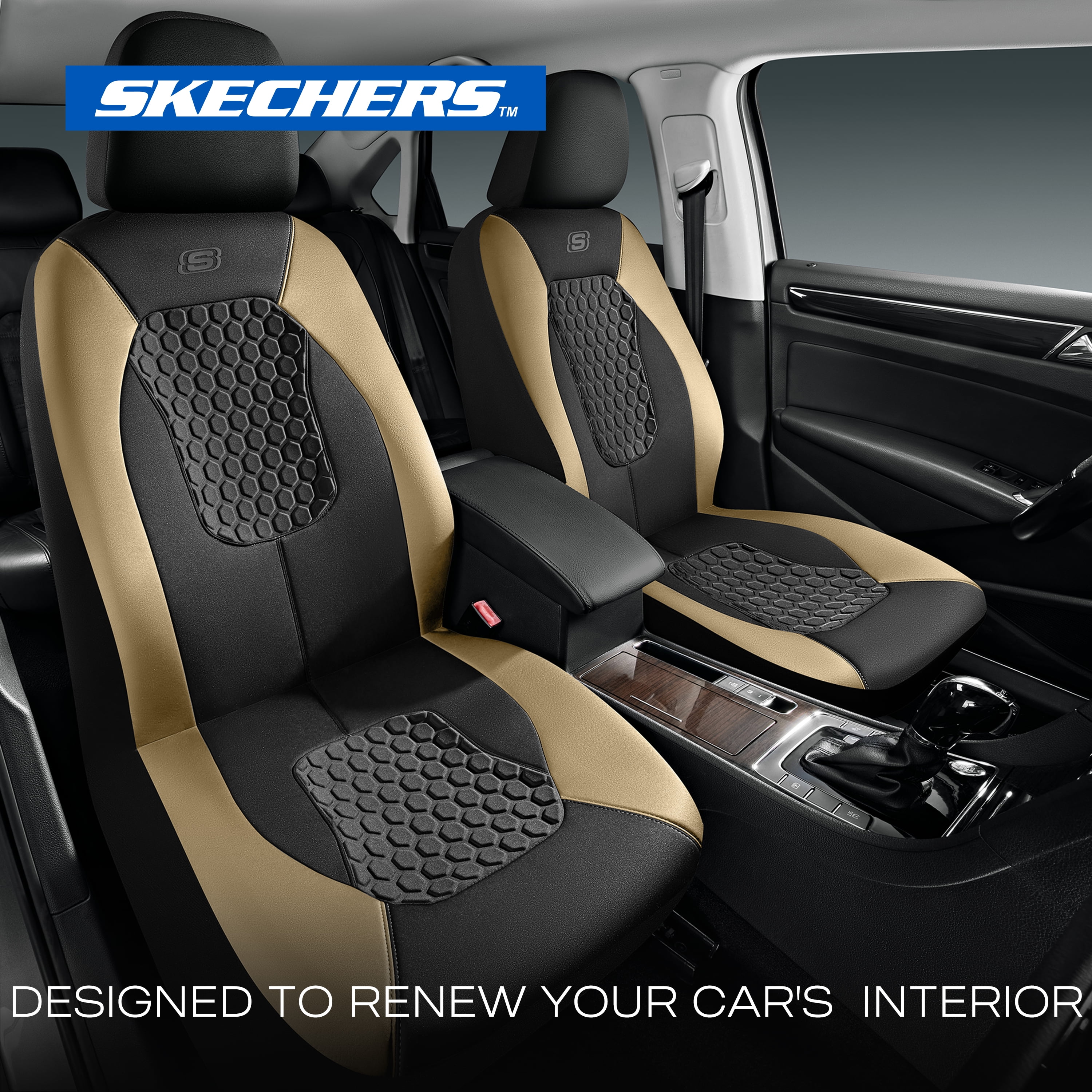 Skechers Gel Infused Car Seat Covers-Universal Fit, Beige 24MP13