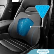 Skechers Lumbar Support Pillow, Gel Infused Memory Foam Back Support Cushion for Car Seat, Cooling Breathable Lumbar Cushion, Non-Slip Driving Back Support for 